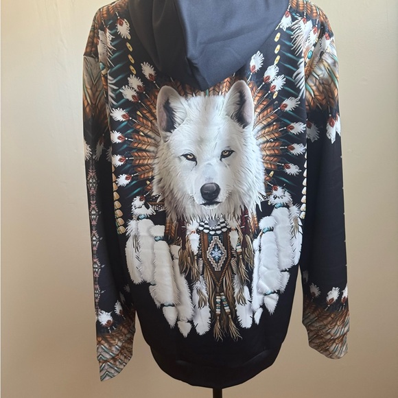 Sz S unbranded woman’s 3-D wolf, print, graphic pullover hoodie, and leggings - Picture 3 of 10